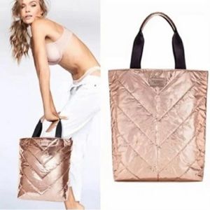 NWOT Victoria’s Secret Metallic Rose gold tote